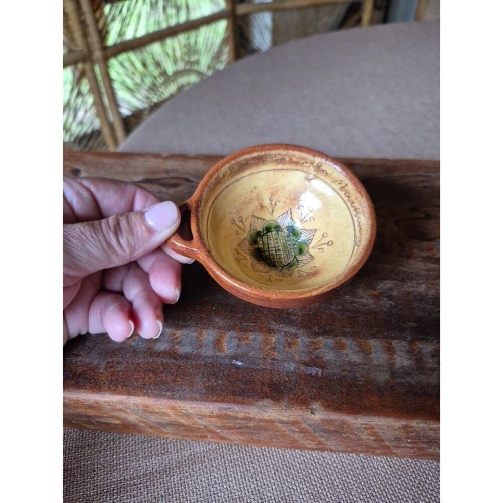 Vintage Mexican Redware Pottery Condiment Bowl Salt,Spices,sauces, Chili